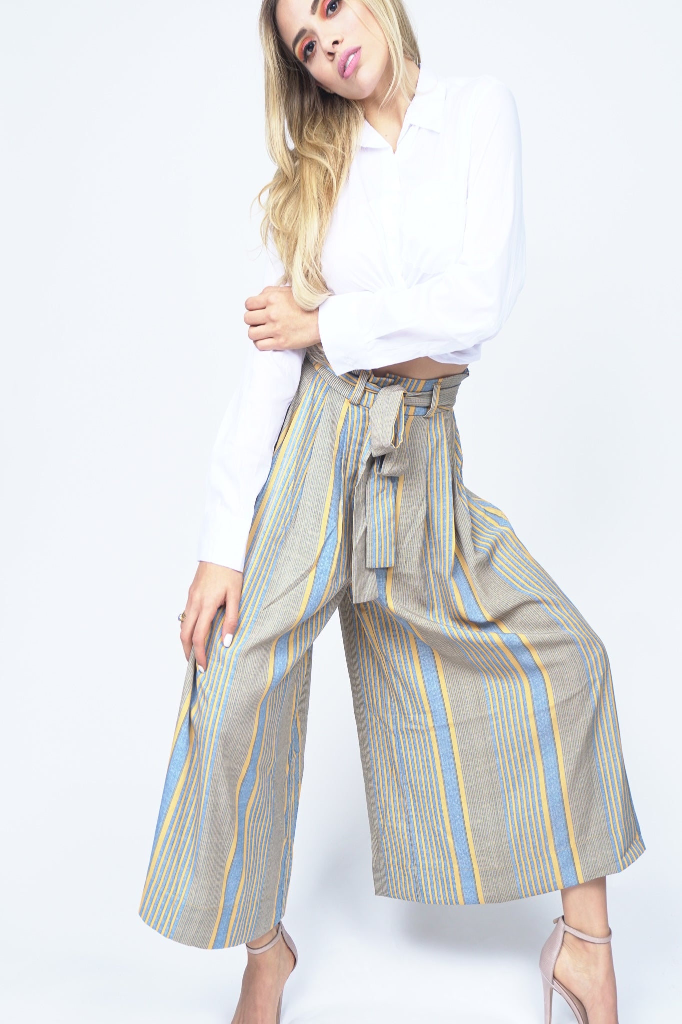 STRIPED HIGH WAIST PANTS