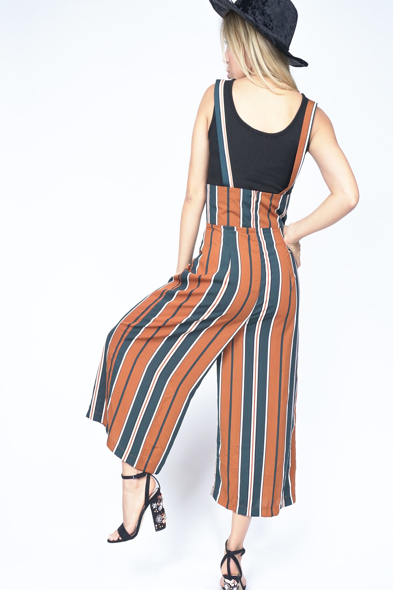 SUNRISE STRIPED SUSPENDER PANTS