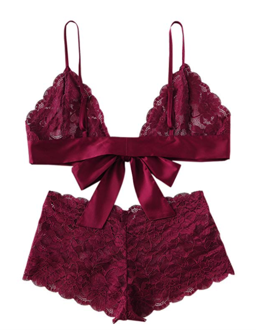 TIE FRONT LACE BRALETTE SET