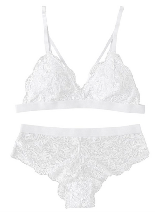 TIE FRONT LACE BRALETTE SET